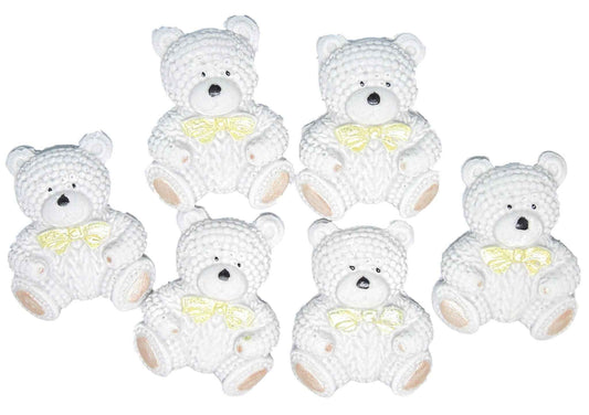 6 Coloured Baby Teddys Baby Shower Cupcake Cake Toppers