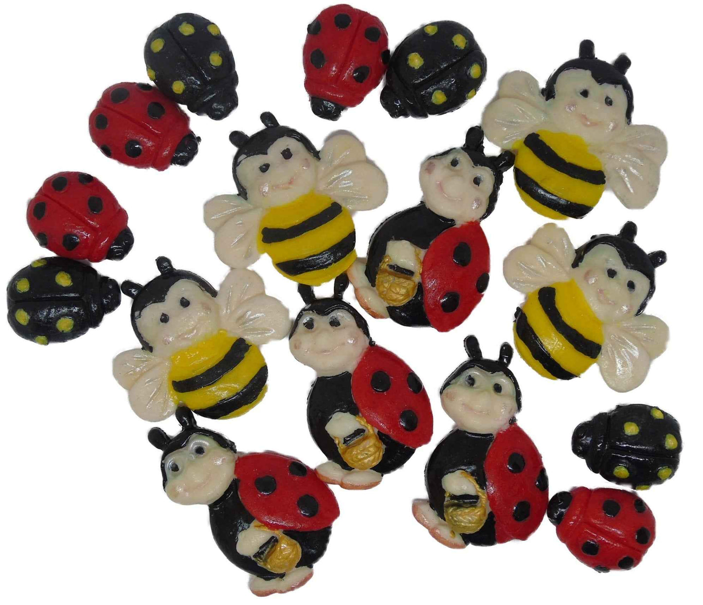 12 Ladybirds Bees Cupcake Toppers Edible Bug Decorations