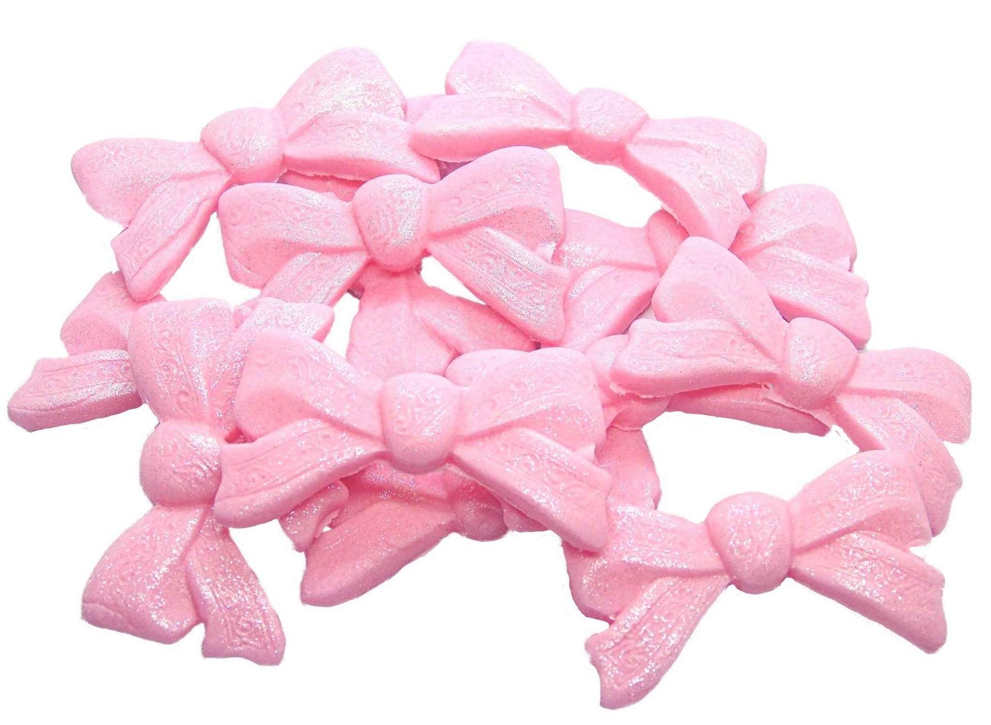 12 Glittered Bows Wedding Edible Cupcake Cake Toppers