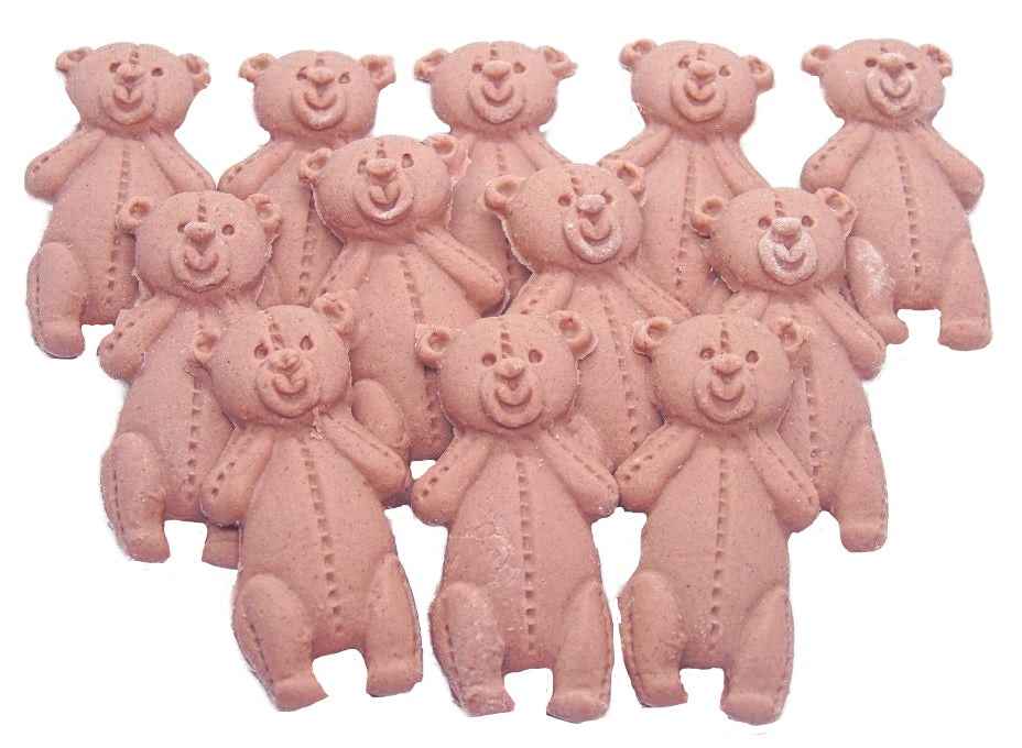 12 Vegan brown Coloured Teddies Baby Shower Edible Cupcake Toppers