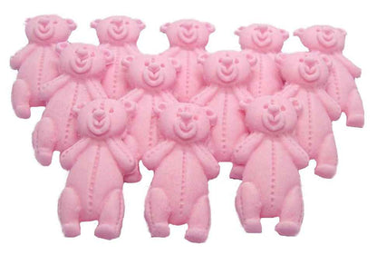 12 Vegan Pink Coloured Teddies Baby Shower Edible Cupcake Toppers