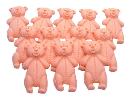 12 Vegan Peach Coloured Teddies Baby Shower Edible Cupcake Toppers