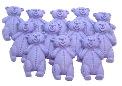 12 Vegan Purple Coloured Teddies Baby Shower Edible Cupcake Toppers