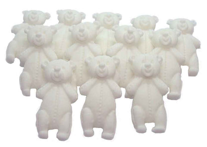 12 Vegan White Coloured Teddies Baby Shower Edible Cupcake Toppers