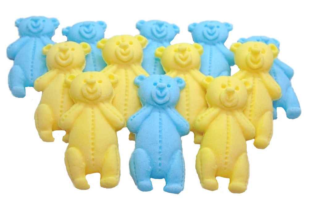 12 Vegan Mixed Coloured Little Teddys Edible Party Cake Toppers
