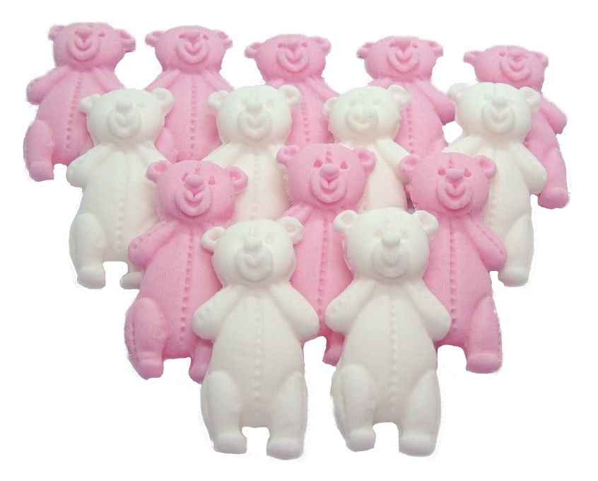 12 Vegan Mixed Coloured Little Teddys Edible Party Cake Toppers