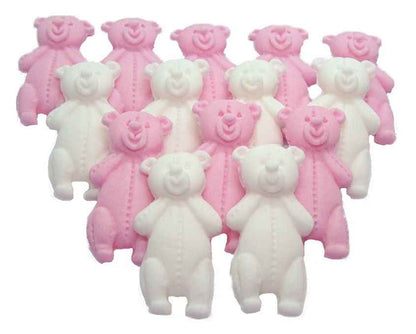 12 Vegan Mixed Coloured Little Teddys Edible Party Cake Toppers