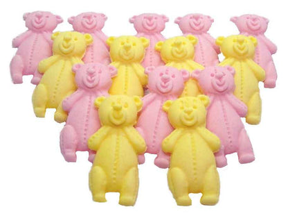 12 Vegan Mixed Coloured Little Teddys Edible Party Cake Toppers
