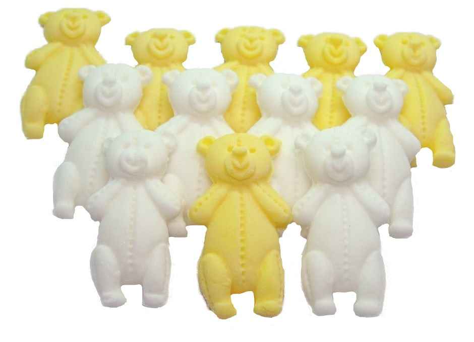 12 Vegan Mixed Coloured Little Teddys Edible Party Cake Toppers