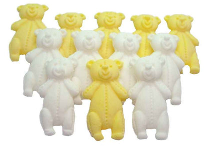 12 Vegan Mixed Coloured Little Teddys Edible Party Cake Toppers