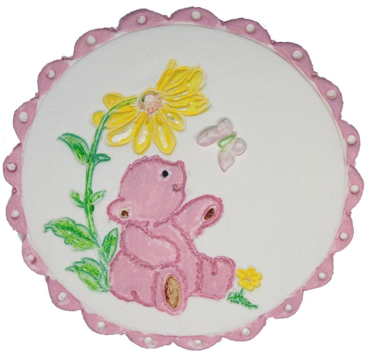 Lovely Hand Painted Pink Teddy Vegan Cake Topper Decoration