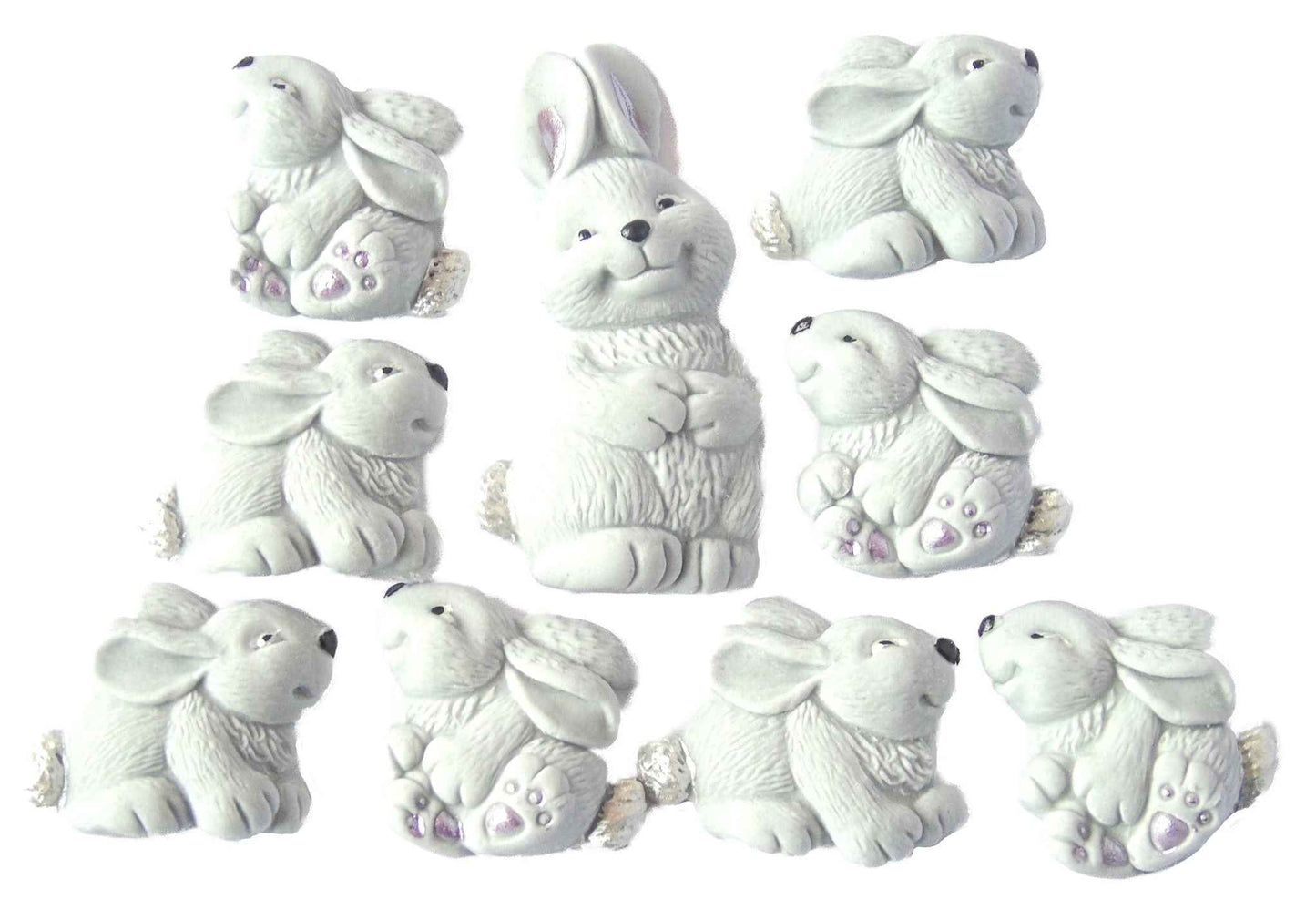 Easter Baby Shower Cake Toppers Set Mother & 8 Baby Rabbits