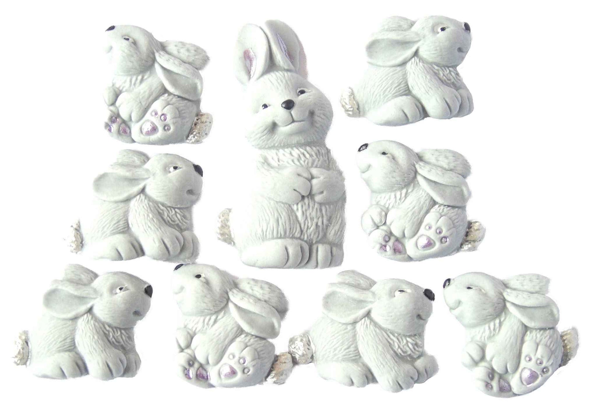 Easter Baby Shower Cake Toppers Set Mother & 8 Baby Rabbits