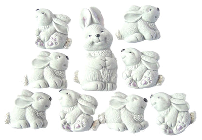 Easter Baby Shower Cake Toppers Set Mother & 8 Baby Rabbits