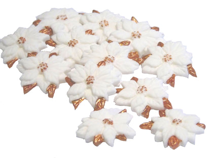 12 White Red Poinsettia Vegan Cupcake Toppers Cake Decorations