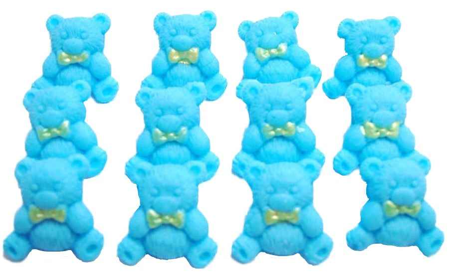 12 Coloured Vegan Teddies Baby Shower Cupcake Toppers
