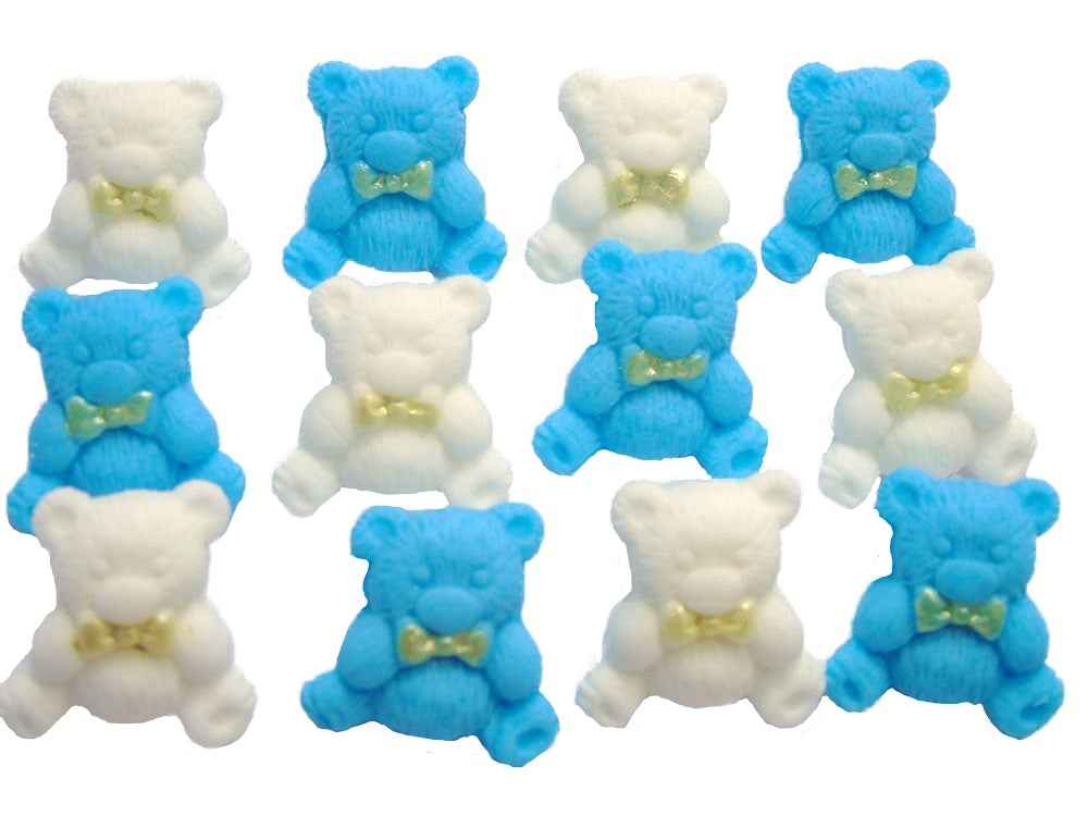12 Coloured Vegan Teddies Baby Shower Cupcake Toppers