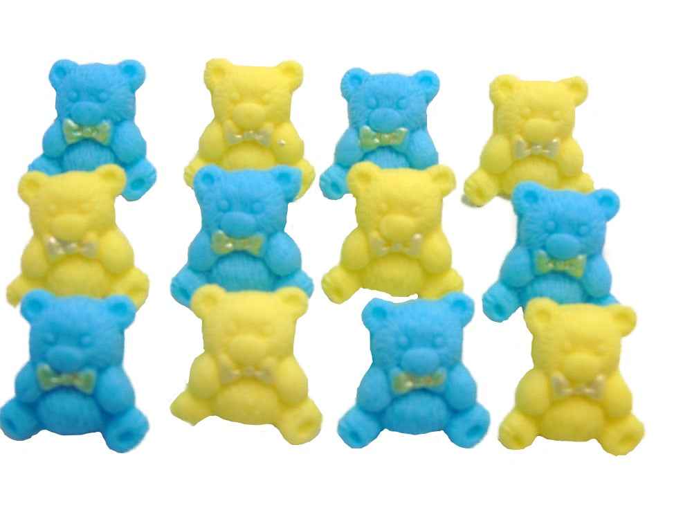12 Coloured Vegan Teddies Baby Shower Cupcake Toppers
