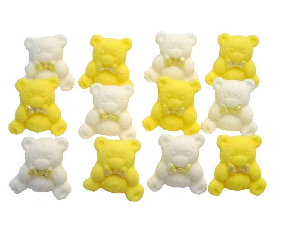 12 Coloured Vegan Teddies Baby Shower Cupcake Toppers