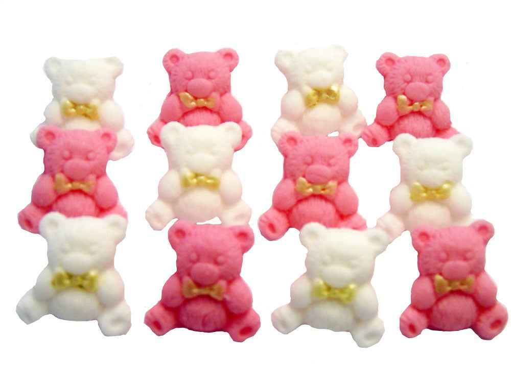 12 Coloured Vegan Teddies Baby Shower Cupcake Toppers