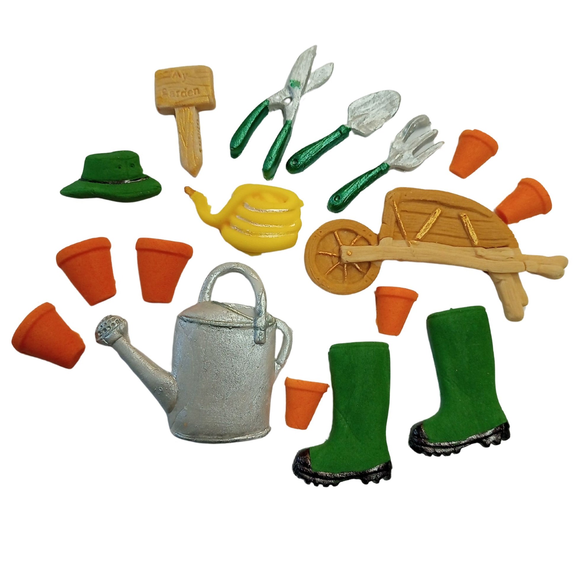 Set 18 edible garden themed cake toppers