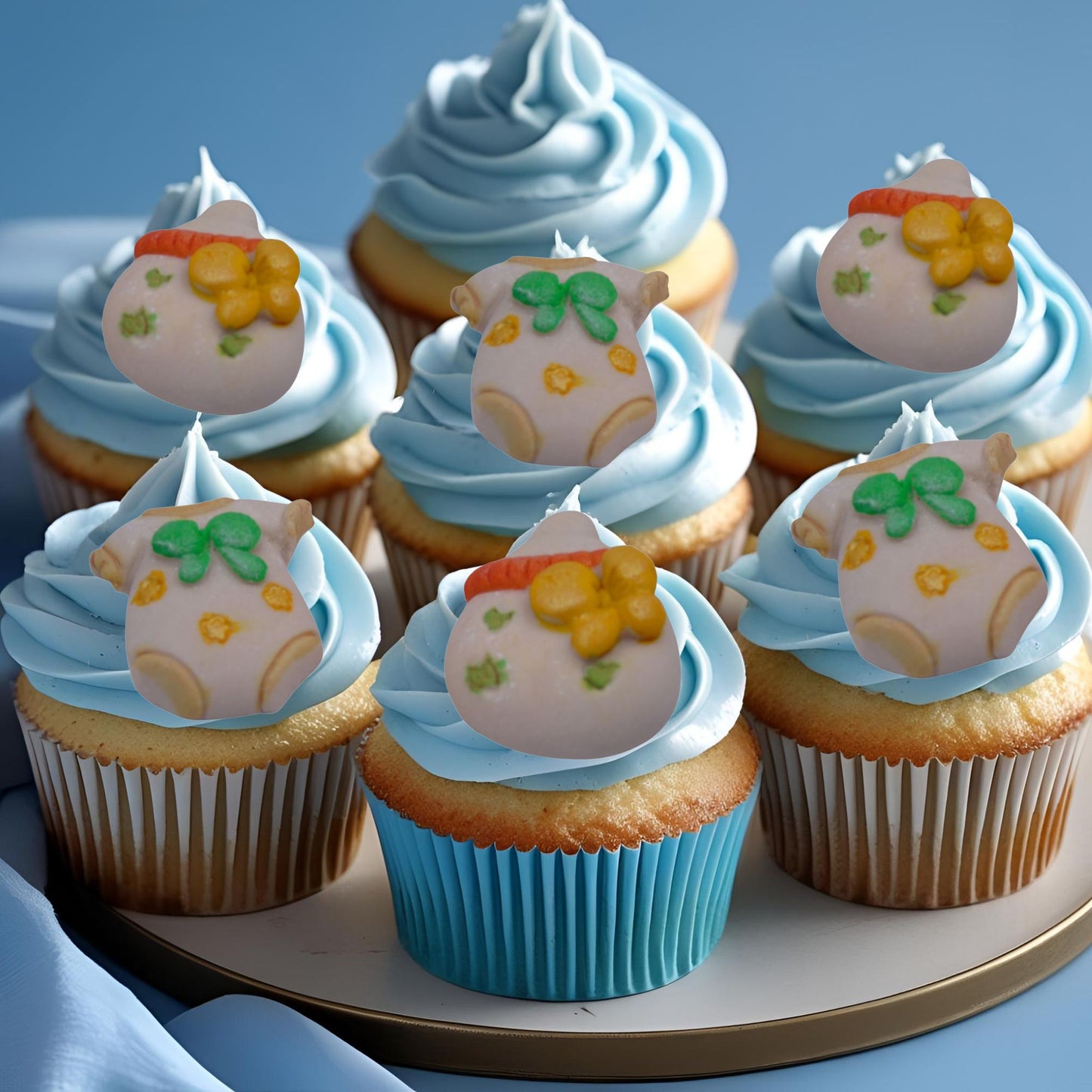 Mix baby bottle and bibs cupcake toppers image show cupcake background they are showing on