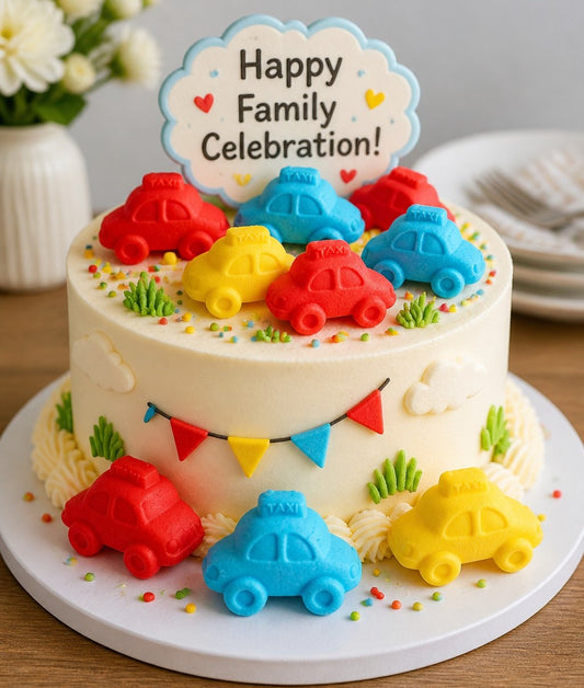 12 Mixed Novelty Car Cake Toppers for Edible Cupcakes