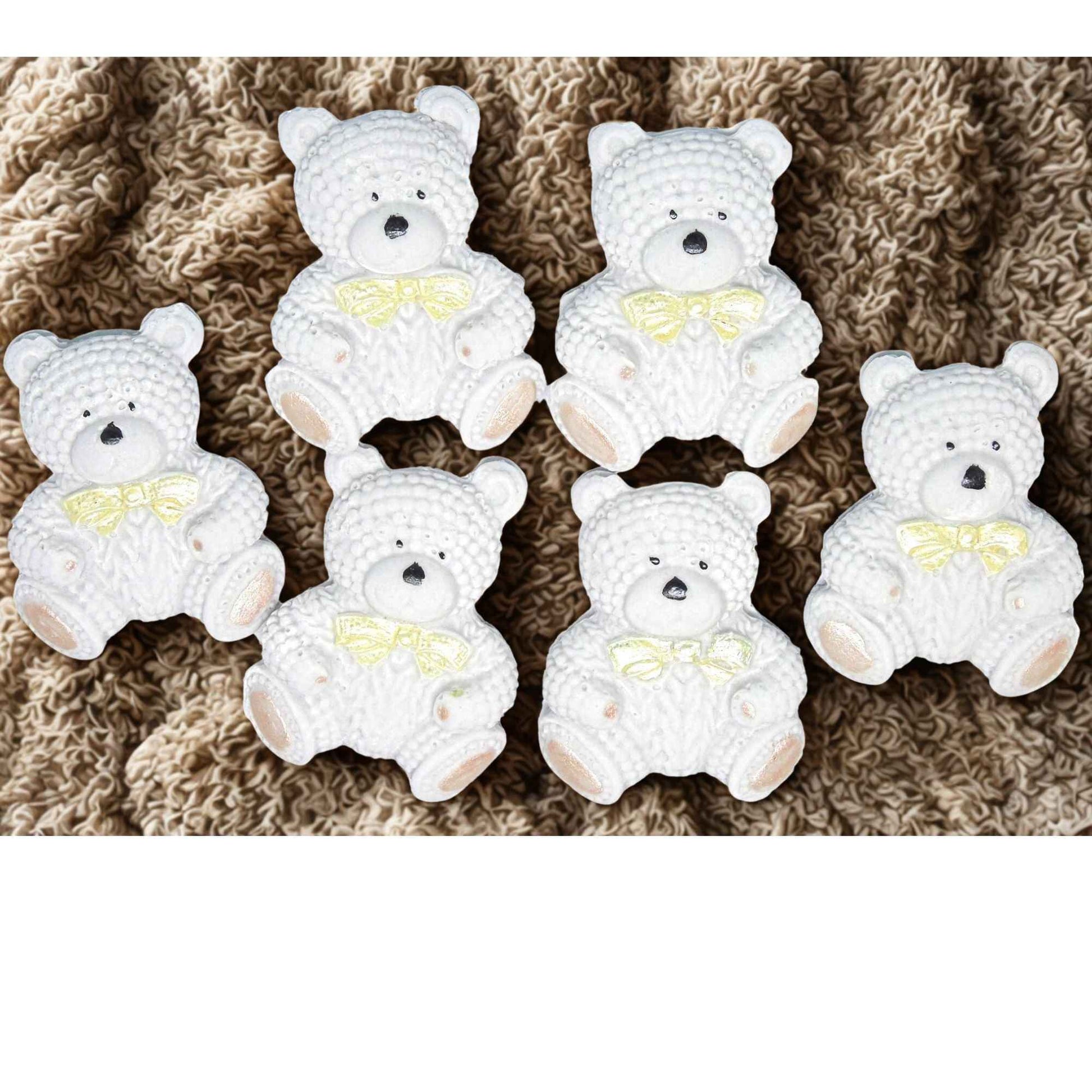 6 Coloured Baby Teddys Baby Shower Cupcake Cake Toppers