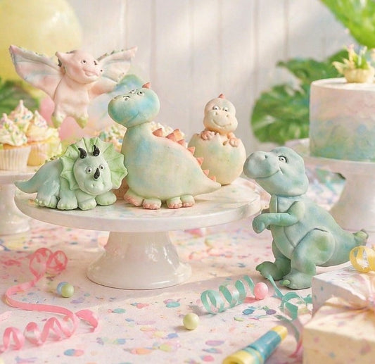 5 Large Mixed Dinosaur Birthday Cake Toppers for a Dino-Themed Celebration