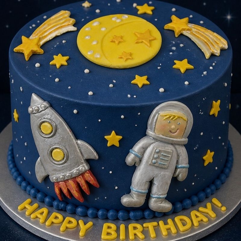 Large Spaceman Rocket Cake Topper - Edible Space Decoration for Cakes