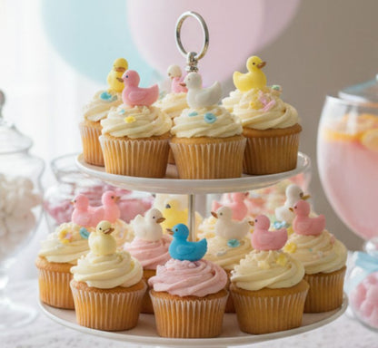 12 Handmade Baby Shower Duck Toppers for Cakes and Cupcakes