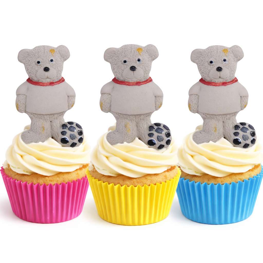 Set Sport Teddies Edible Vegan Birthday Fathers Day Cupcake Toppers - Simply Toppers