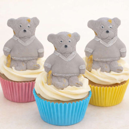 Set Sport Teddies Edible Vegan Birthday Fathers Day Cupcake Toppers - Simply Toppers