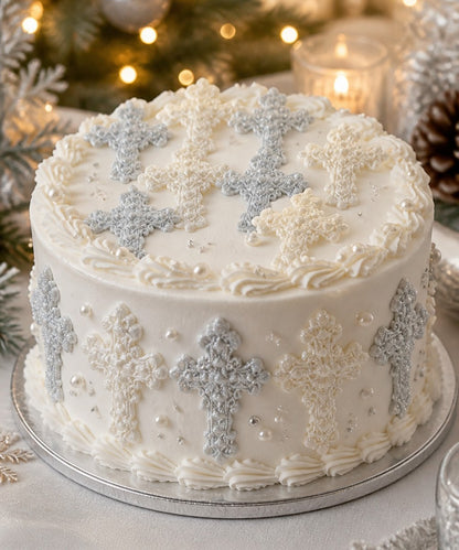 12 Glittered Christmas Crosses Cake Decorations for Festive Cupcakes