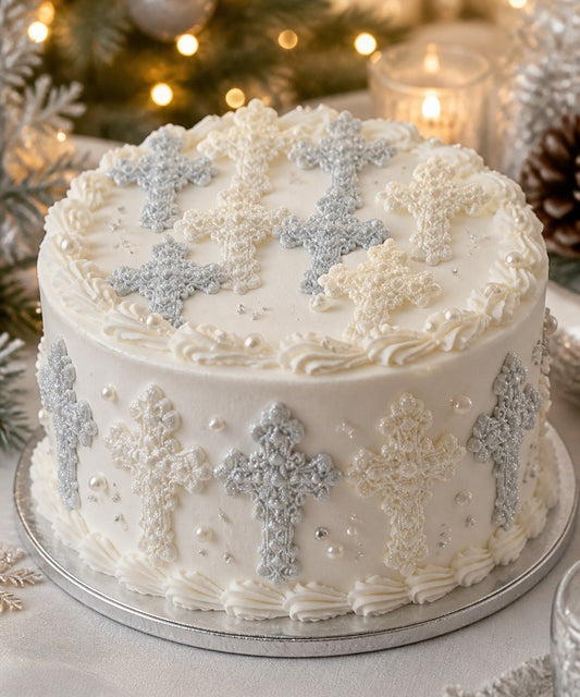 12 Glittered Christmas Crosses Cake Decorations for Festive Cupcakes