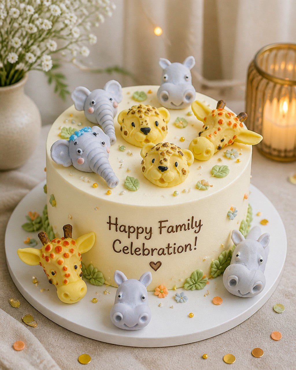 12 Safari Animal Cake Toppers - Mixed Faces for Birthday and Baby Shower