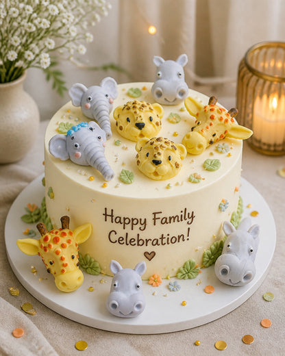 12 Safari Animal Cake Toppers - Mixed Faces for Birthday and Baby Shower