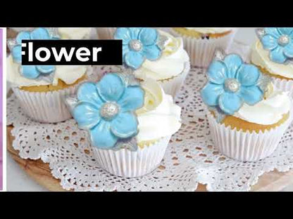 Handmade Vegan Edible Cake Decorations - 6 Glittered Flowers