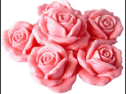 6 Pink Glittered rose cake toppers