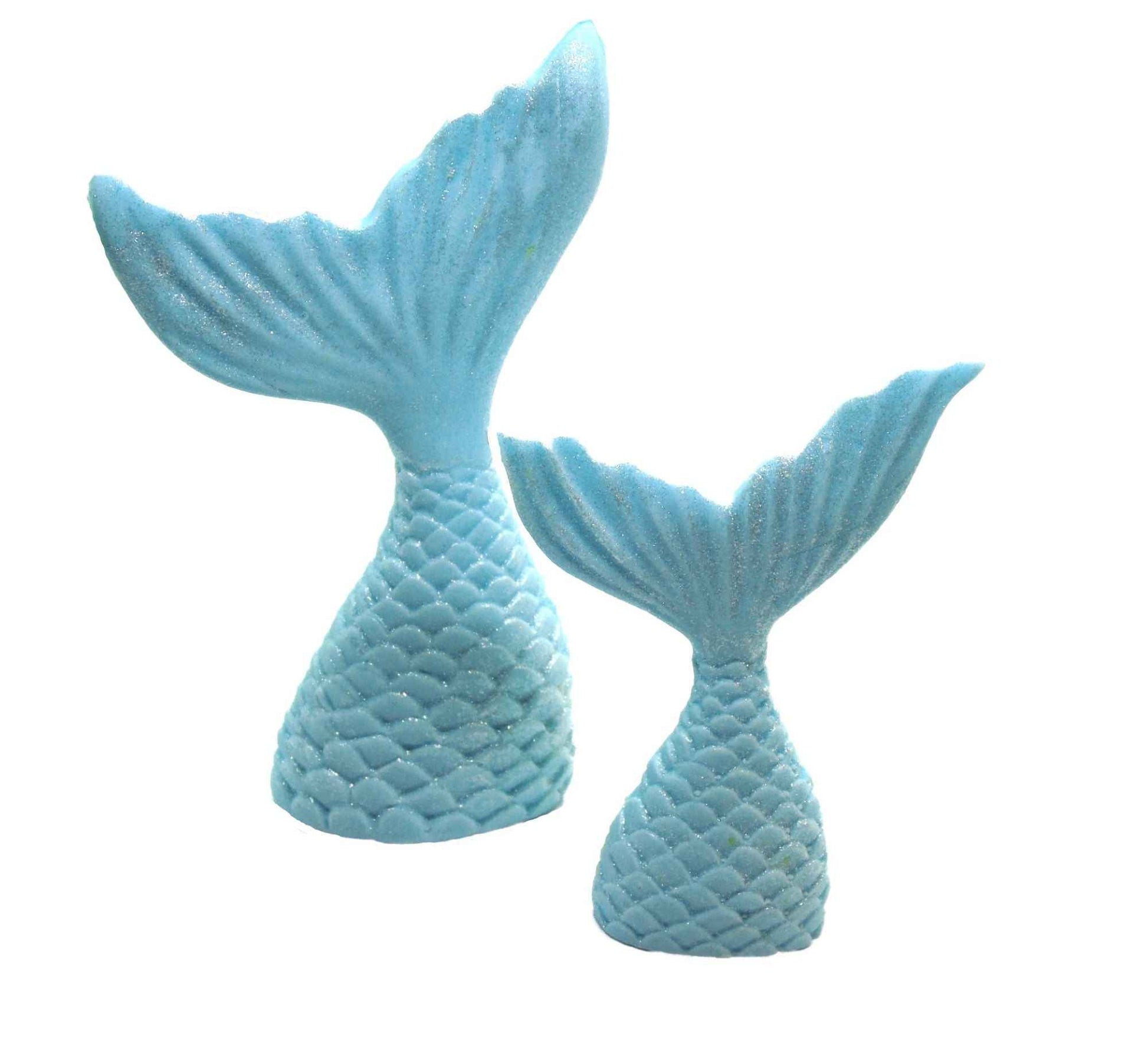 2 Mermaid Tails a Large & Small Birthday Edible Cake Toppers