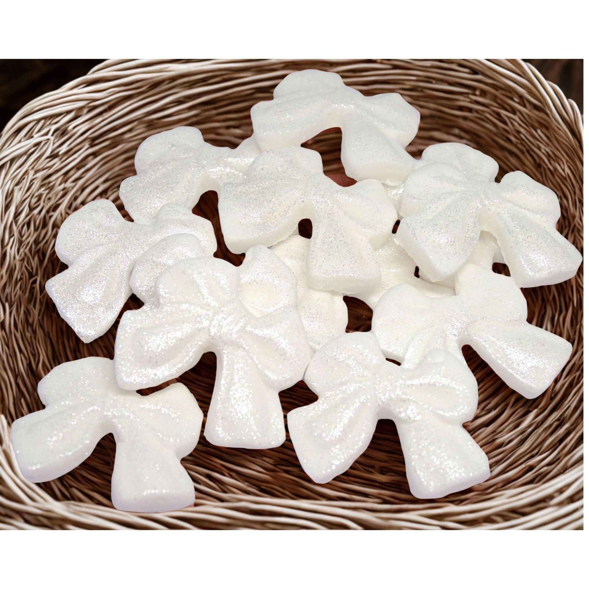 12 Handmade Glittered Coloured Cute Bows Cupcake Toppers