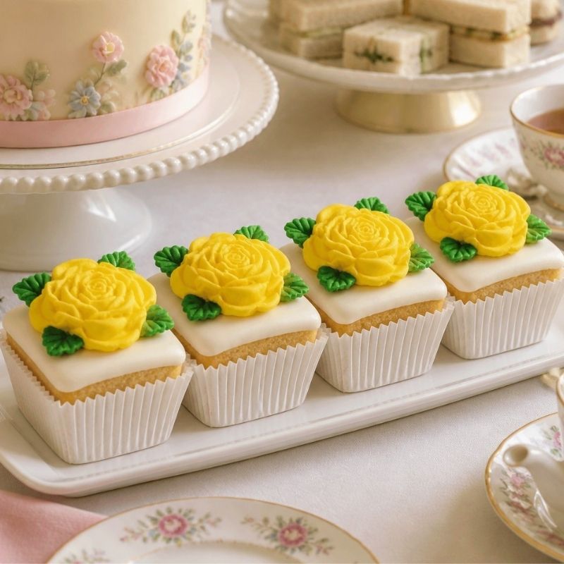 4 Rose Coloured Cake Decorations for Anniversary and Birthday Edibles