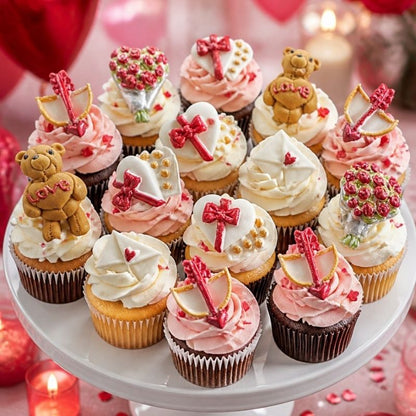 Creamed cupcake showcasing the valentines cupcake toppers