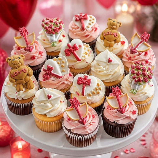 Creamed cupcake showcasing the valentines cupcake toppers