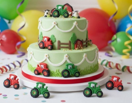 6 Tractors Cupcake Decorations for Family Party Celebration